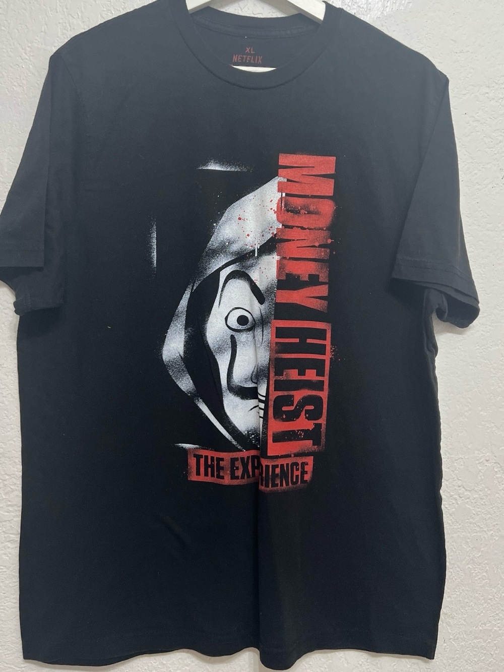 Netflix Black Graphic 'Money Heist' Vertical Red Print Tee
